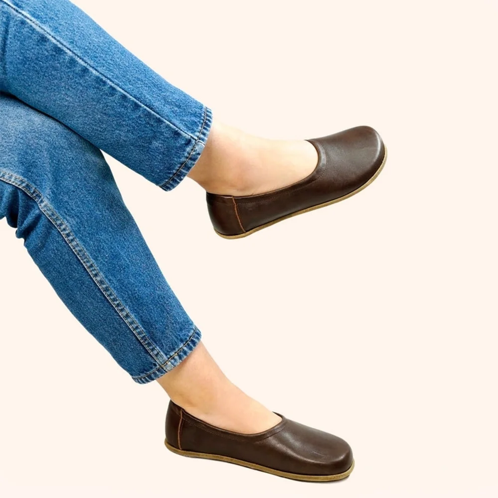 Earthing Harmony Elegant Brown Leather "Grounding" Ballet Flats - Picture 8 of 15